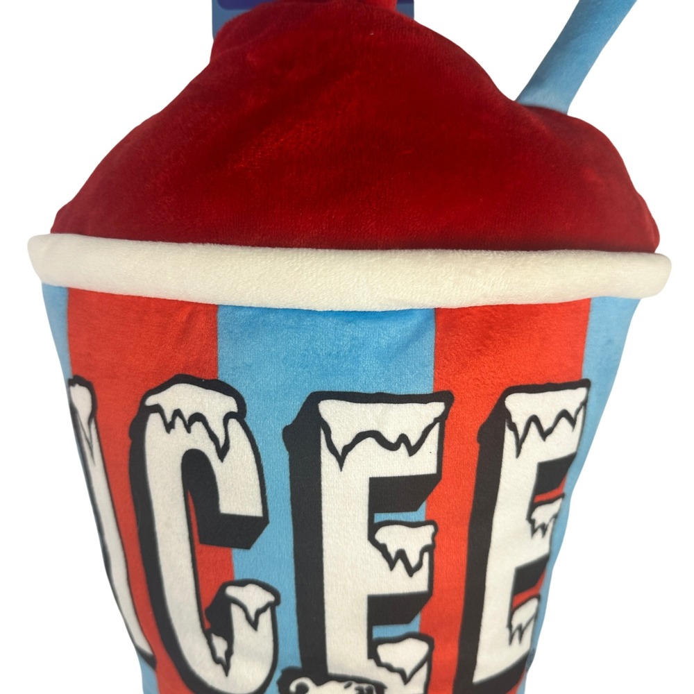 ICEE Jumbo Plush Squeak Dog Toy 20 inch Red Blue New Slushy Cup Cuddle Pillow